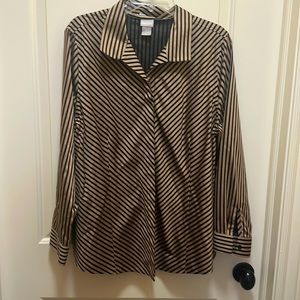 Chico’s gold and black button up top. Button up. 100% cotton.